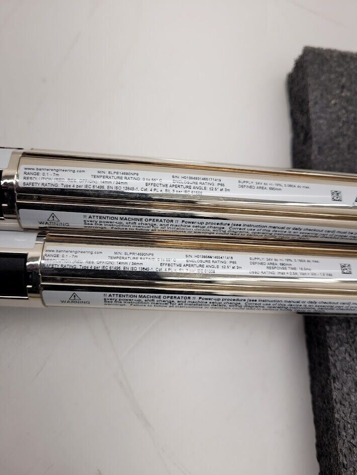 Banner SLPE14-690NP8 690mm Safety Light Curtain Beam Emitter Receiver .1-7m Pair