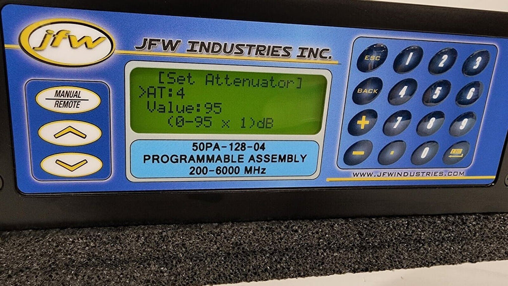 JFW 50PA-128-04 Programmable 4x Attenuator 200Mhz-6Ghz 0-95dB 19" Rack Mount