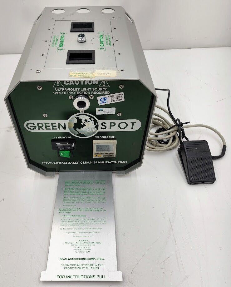 American Ultraviolet GREEN SPOT UV Curing System w/ Timer and Foot Pedal NO Lamp