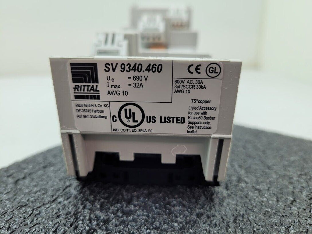 Rittal SV9340.460 OM 3 Phase 3PH Bus Bar Adaptor 690VAC Max 32A max 10 AWG DIN