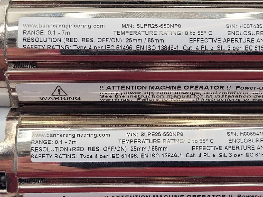 Banner SLPE25-550NP8 SLPR25-550NP8 Light Curtain Kit 550mm Long 3 Corner Mirrors