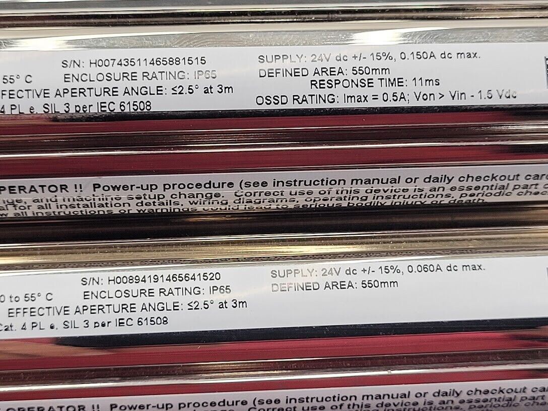 Banner SLPE25-550NP8 SLPR25-550NP8 Light Curtain Kit 550mm Long 3 Corner Mirrors