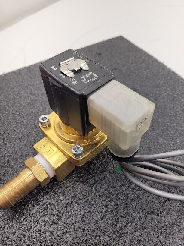 SMC 1" Solenoid VXZ2350-06-5DZ1 Air Water Oil Valve 24VDC 3/4" Hose Barb 145 PSI