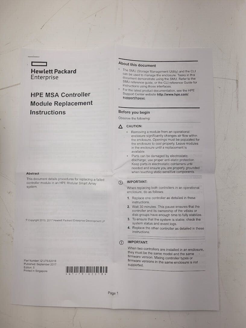 HP AP836A P2000 G3 FC Controller 8GB MSA Fibre Channel Control Module 592261-001