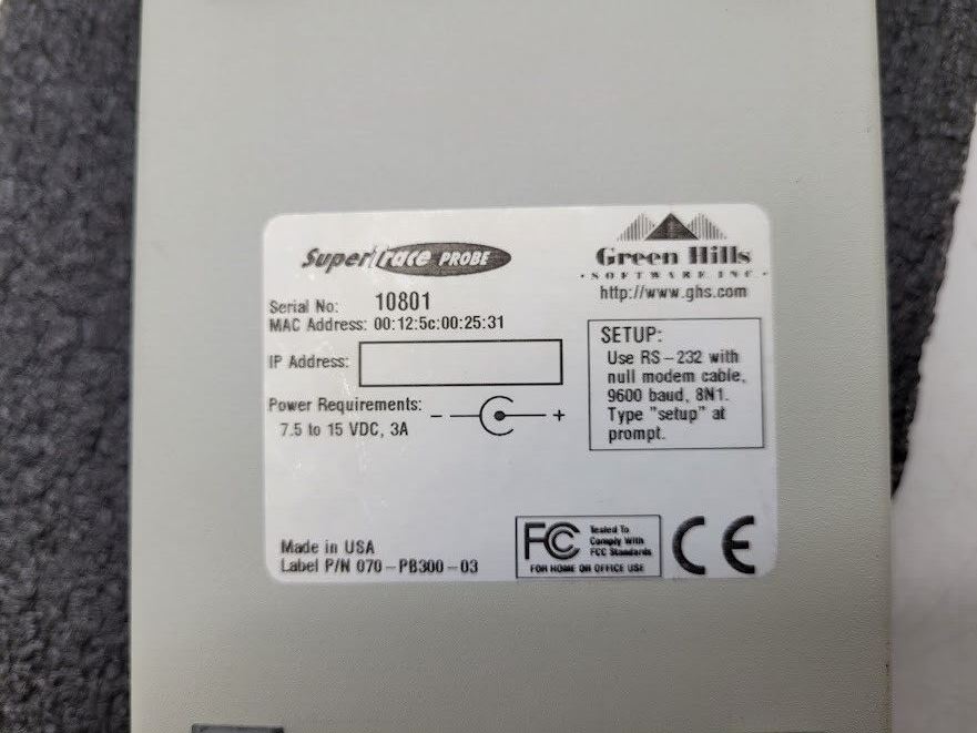 GHS Green Hills SuperTrace Probe w/Cable Debugging Tool
