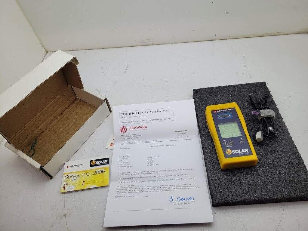 Seaward Solar Survey 100 Irradiance Meter with cable, 2019 Cert, box