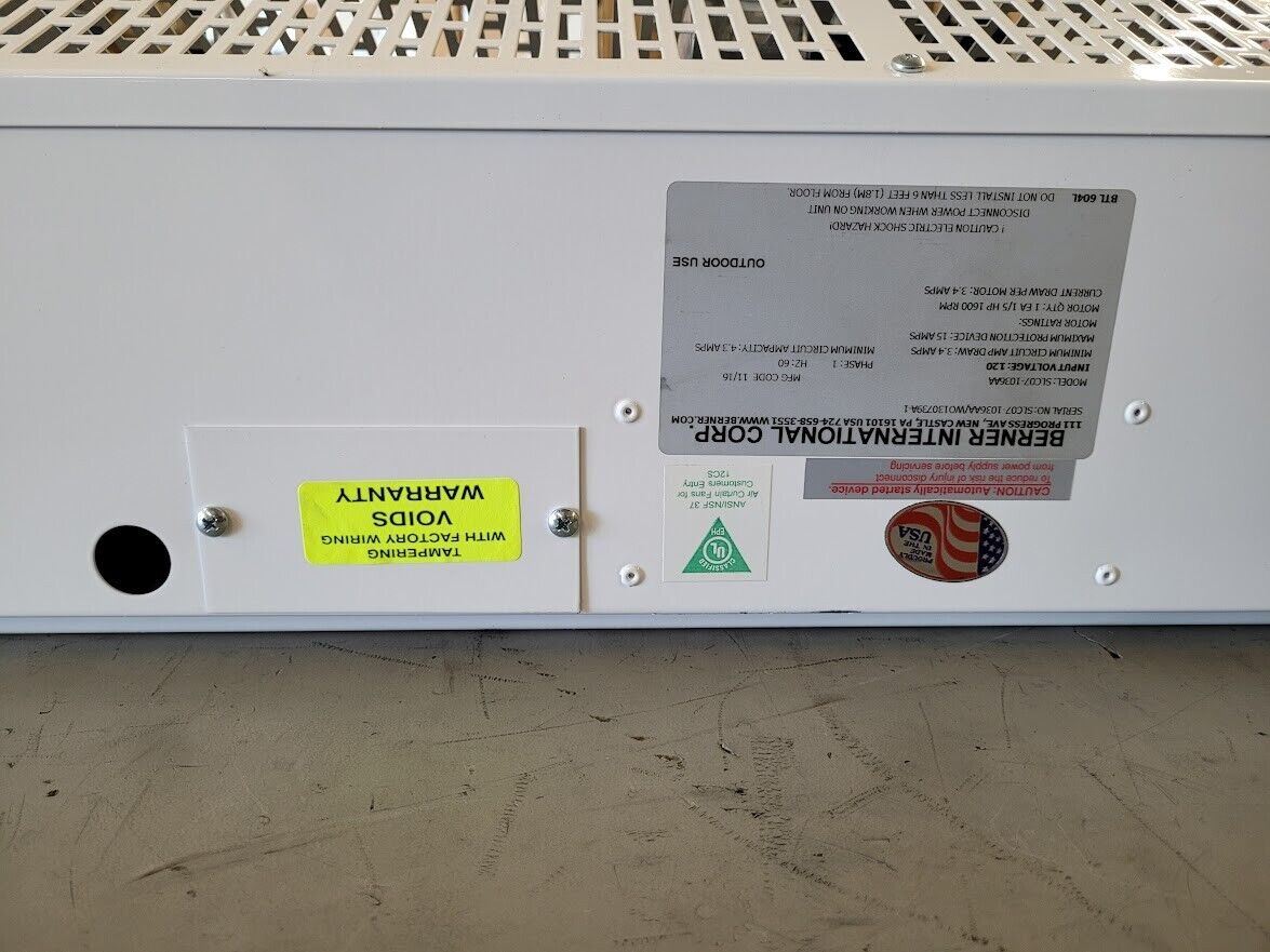 BERNER SLC07-1048AA 48" Wide Low Profile Air Curtain 8" Deep 120VAC 3.4A 1/5HP