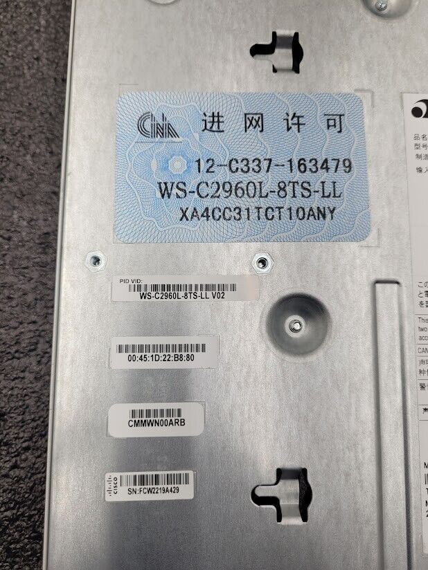 CISCO WS-C2960L-8TS-LL 8 Port GigE 10/100/1000 2 x SFP Ethernet Switch 2960L-8TS