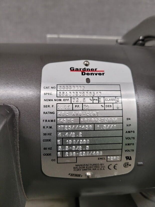 Elmo Rietschle Gardner Denver VCE-25 Rotary Vane Vacuum Pump 1.5HP 3PH 230/480V