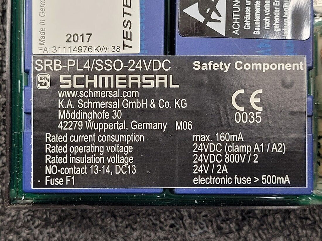Schmersal Safety Relay Component SRB-PL4/SSO-24VDC DIN Rail Mount