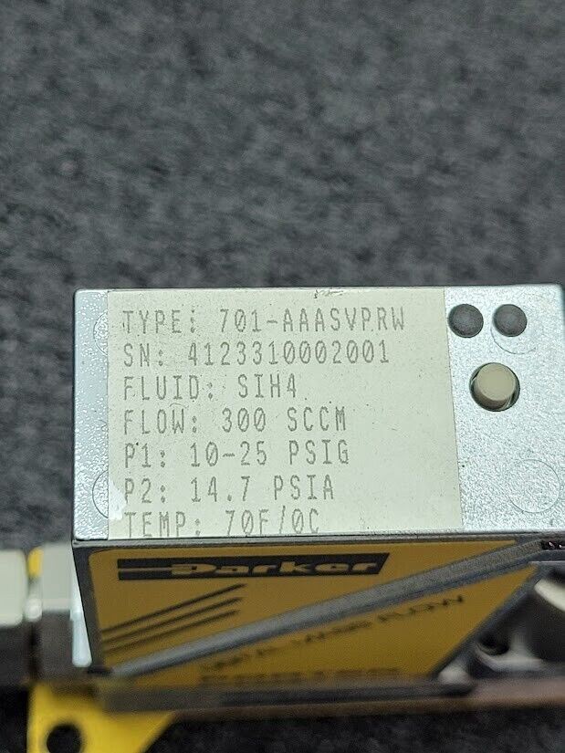 Parker Porter Digital Mass Flow Controller 701-AAASVPRW SIH4 300 SCCM VCR Male