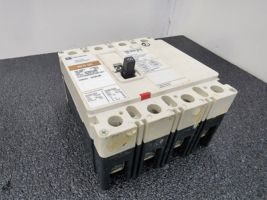 Cutler-Hammer Industrial Circuit Breaker HFD-DC 100 AMPS, 4 Poles, 750VDC