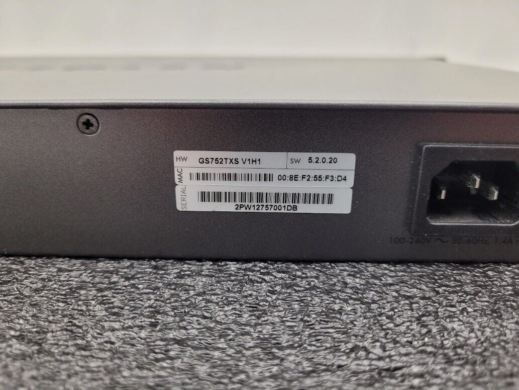 NetGear GS752TXS 52 Port Gigabit Ethernet Stackable Smart Switch 4 SFP+ 10G Port