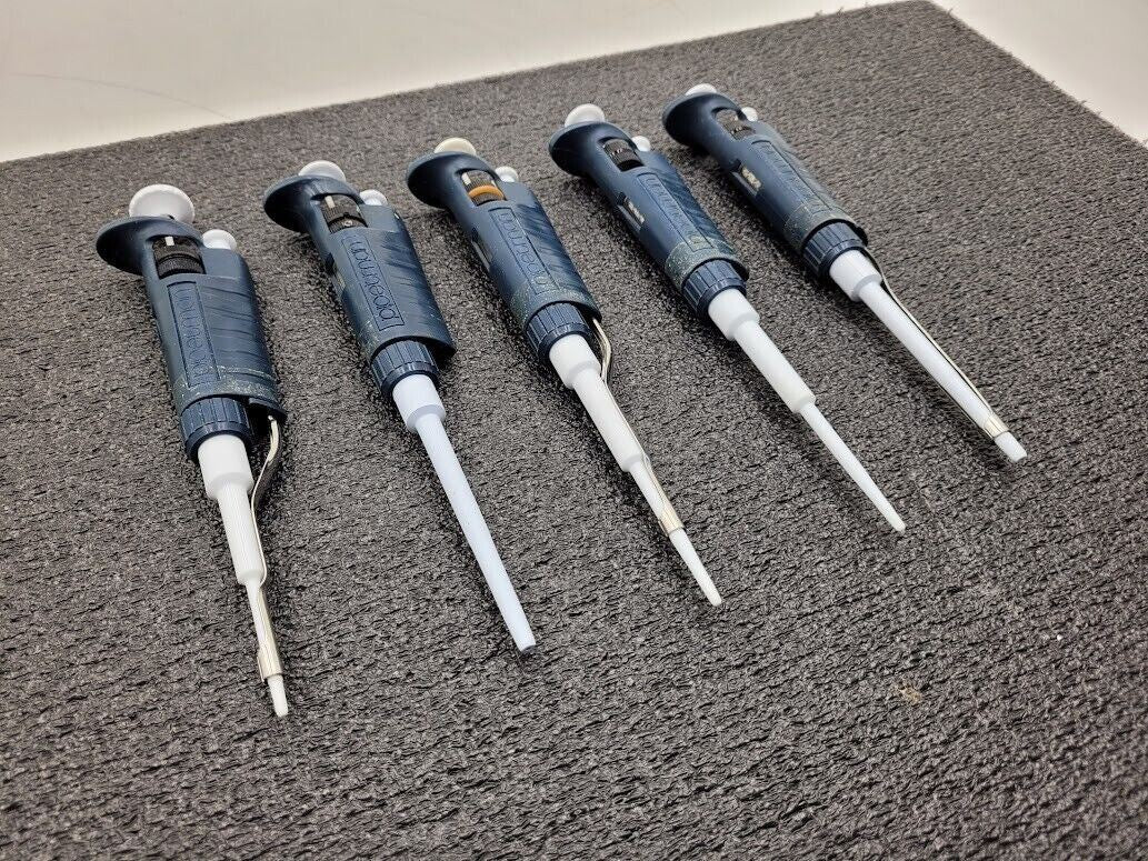 Lot of 5 Rainin Gilson Pipetman Air-Displacement Pipettes 1x P10 2x P20 2x P200