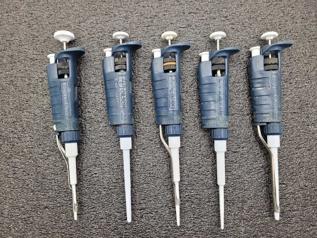 Lot of 5 Rainin Gilson Pipetman Air-Displacement Pipettes 1x P10 2x P20 2x P200