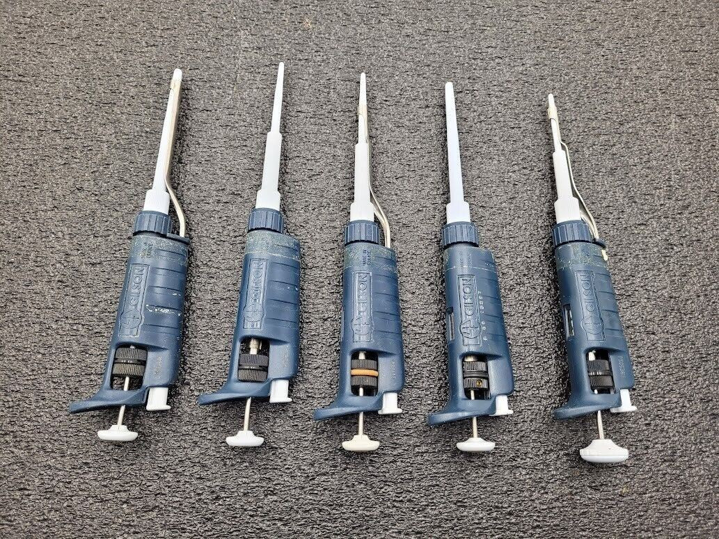 Lot of 5 Rainin Gilson Pipetman Air-Displacement Pipettes 1x P10 2x P20 2x P200