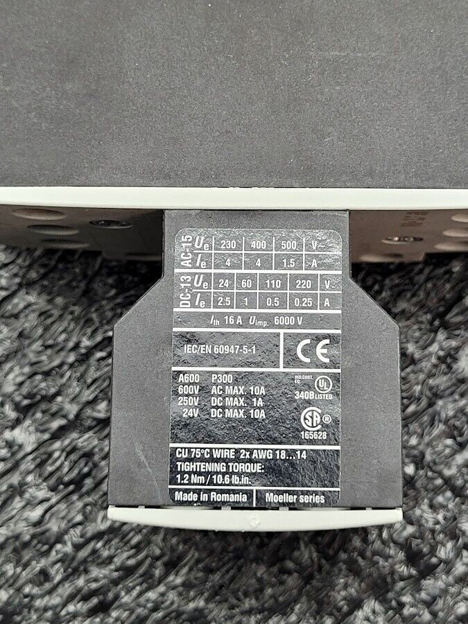 Eaton DIL M32-01 XTCE032C01 Contactor w/ DIL M32-XHI22 Auxiliary 24VDC Coil