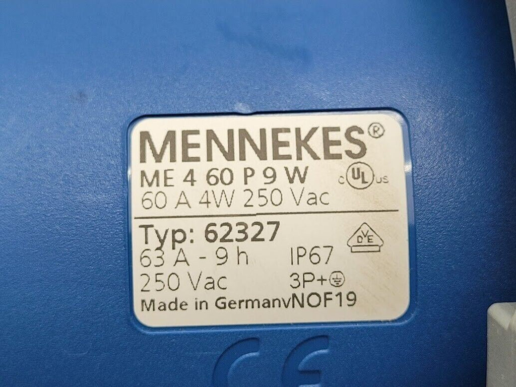 Mennekes PowerTOP Xtra Rugged ME 4 60 P 9 W Water Tight Plug ME460P9W Pin Sleeve