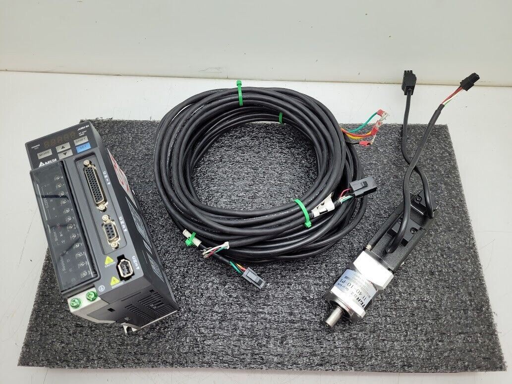Delta ASD-B2-1021-B 220V 1-Phase Servo Drive 100W w/ Motor and Cables
