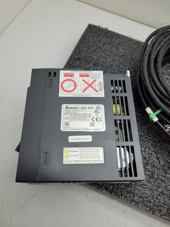 Delta ASD-B2-1021-B 220V 1-Phase Servo Drive 100W w/ Motor and Cables