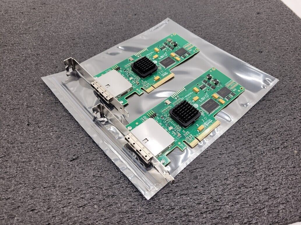 Lot of 2 LSI SAS3801E External SFF-8088 PCI SAS Dual Port HBA Tall Bracket