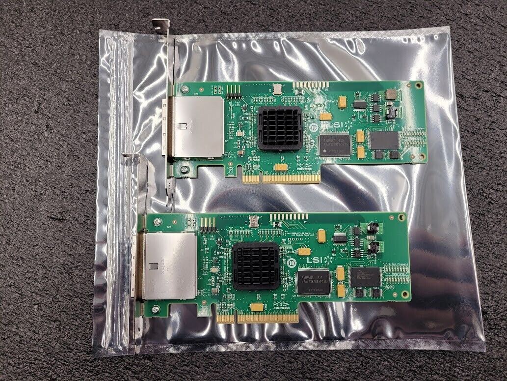 Lot of 2 LSI SAS3801E External SFF-8088 PCI SAS Dual Port HBA Tall Bracket
