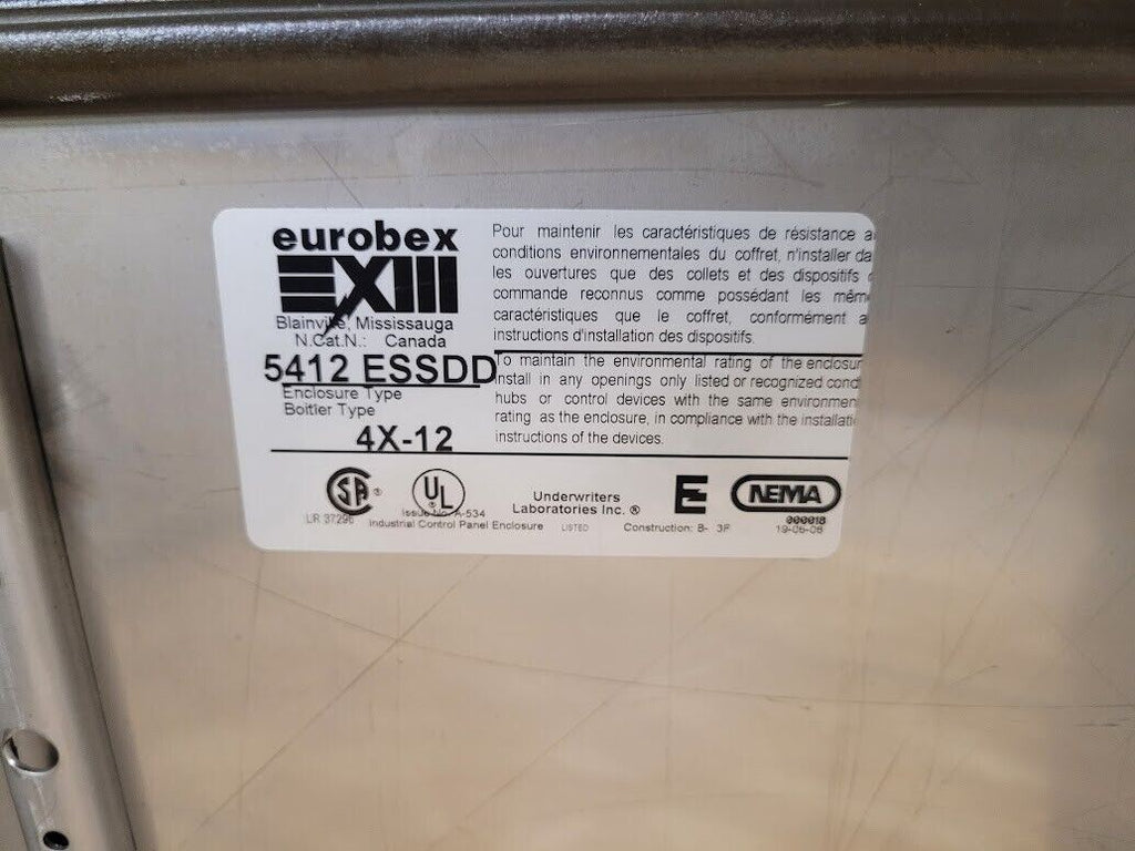 EuroBex 5412 ESSDD 4X-12 Electrical Control Cabinet Stainless Steel 36"x11"x21"