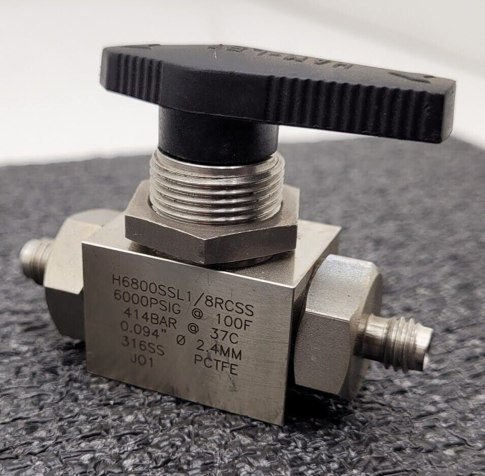 HAM-LET H6800SSL1/8RCSS Ball Valve 6000 PSI H6800 Series 1/8" Let-Lok Fitting