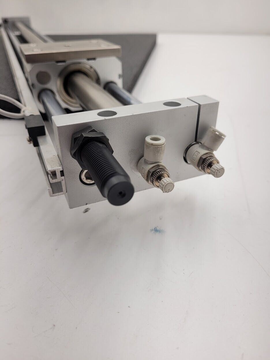SMC NCDY2S25H-4000 100PSI Linear Slide Guide Cylinder w/ D-J79 Sensors, Stops