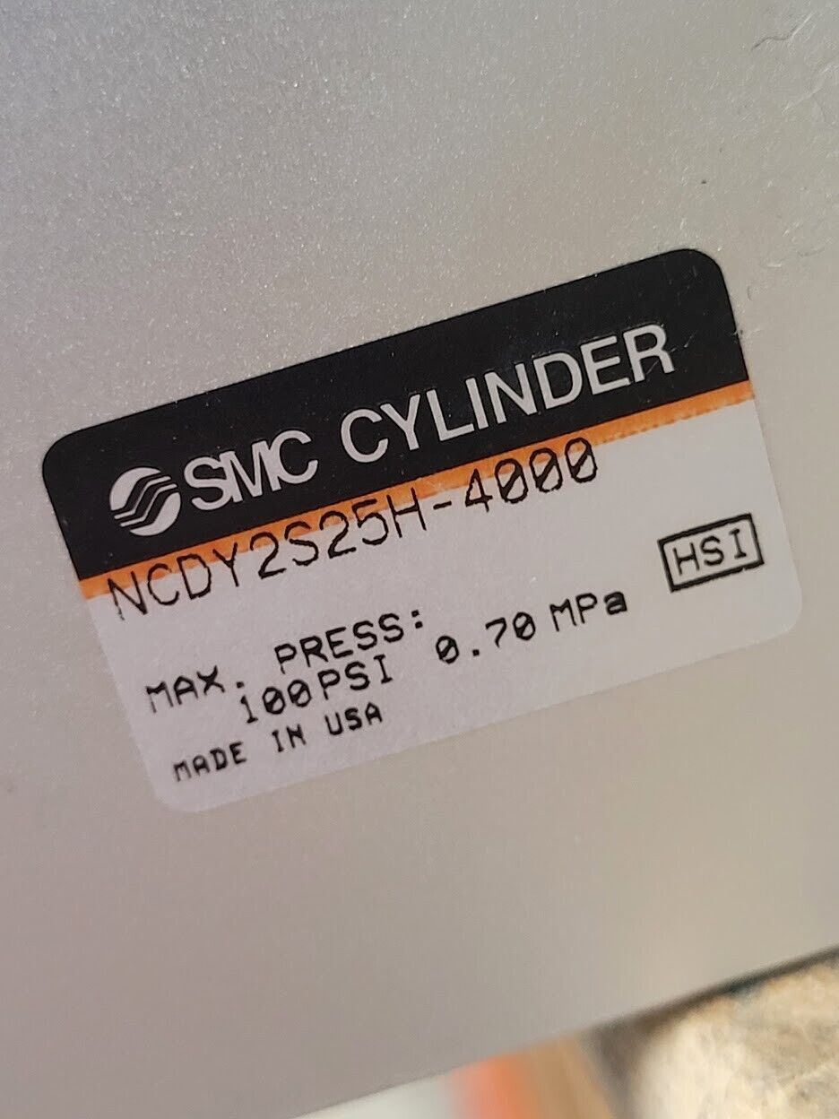 SMC NCDY2S25H-4000 100PSI Linear Slide Guide Cylinder w/ D-J79 Sensors, Stops