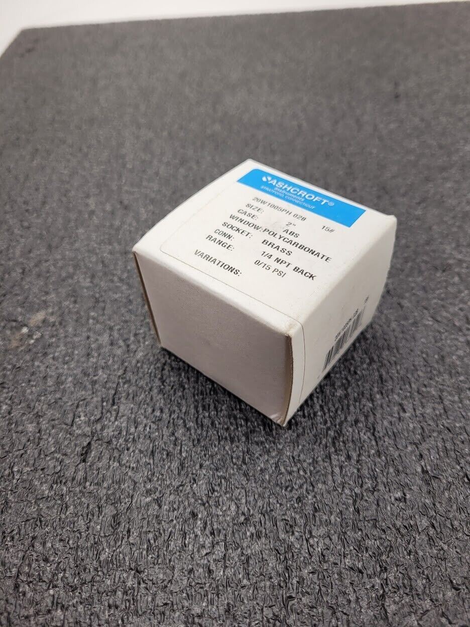 Ashcroft Pressure Gauge 20W1005PH02B15 2" Display 1/4" NPT Back Input 0-15 PSI