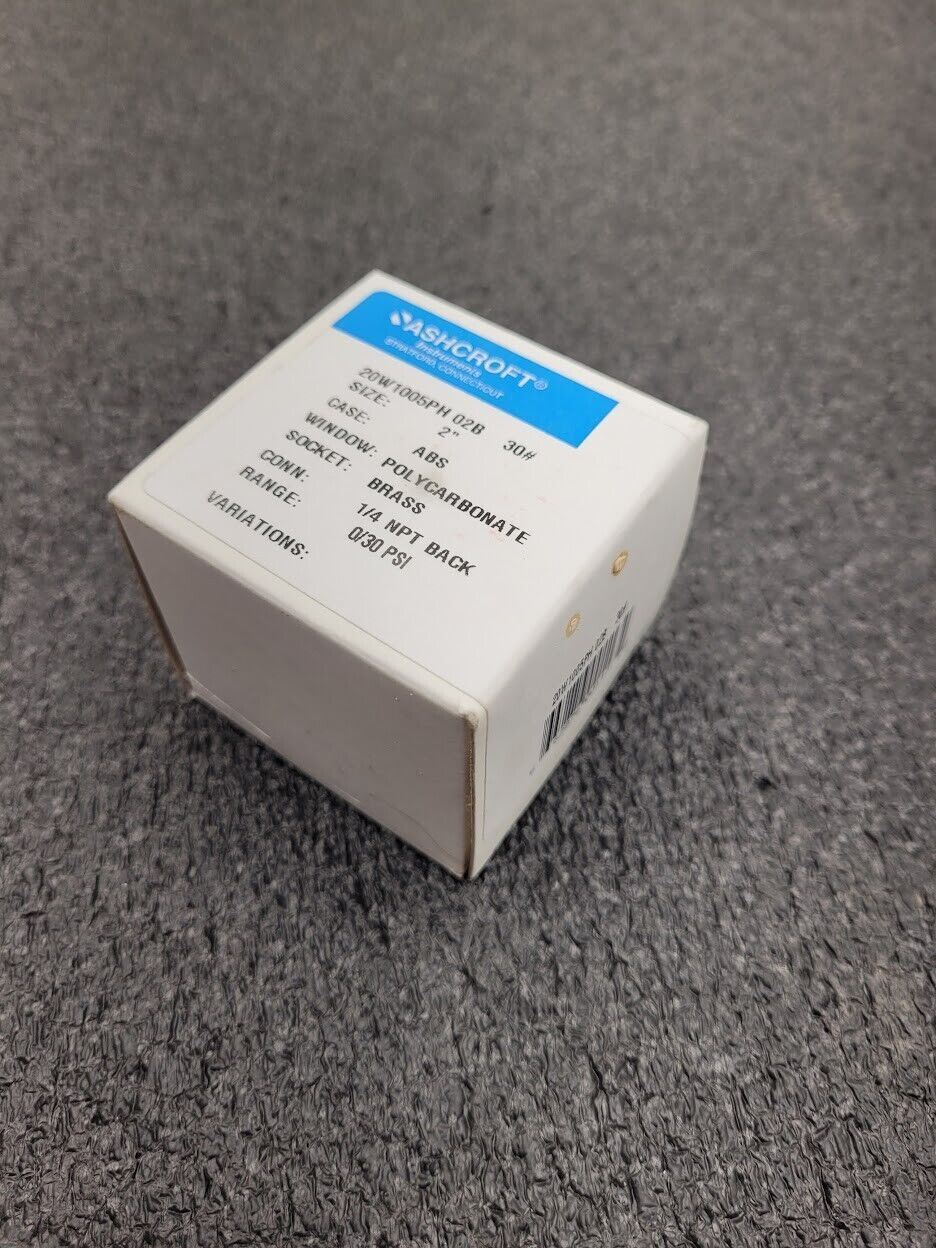 Ashcroft Pressure Gauge 20W1005PH02B30 2" Display 1/4" NPT Back Input 0-30 PSI