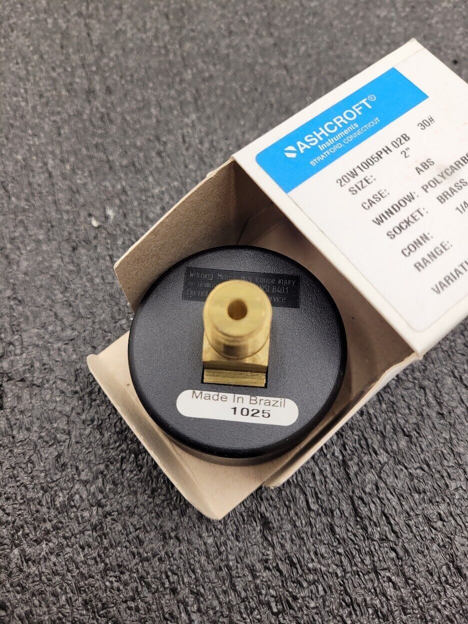 Ashcroft Pressure Gauge 20W1005PH02B30 2" Display 1/4" NPT Back Input 0-30 PSI