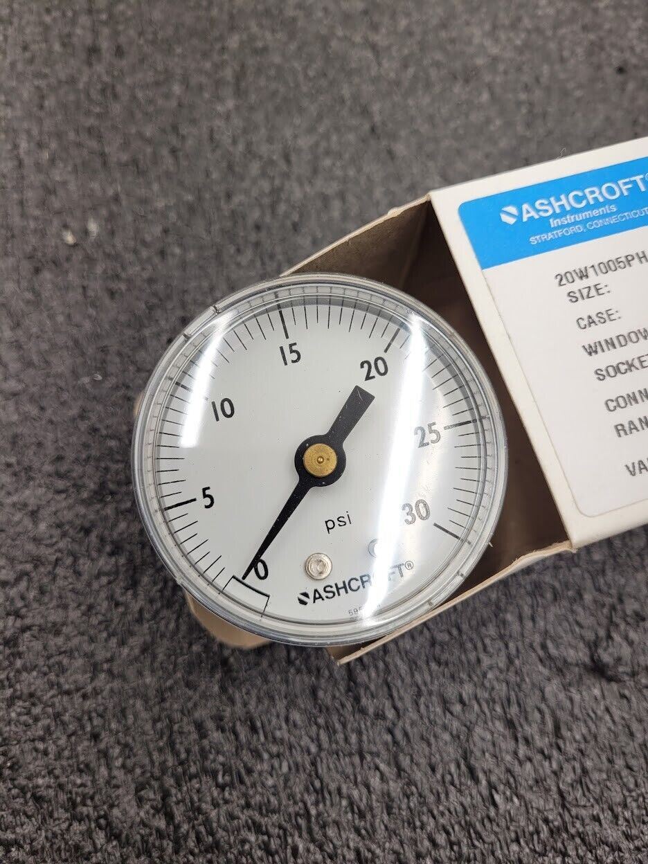 Ashcroft Pressure Gauge 20W1005PH02B30 2" Display 1/4" NPT Back Input 0-30 PSI