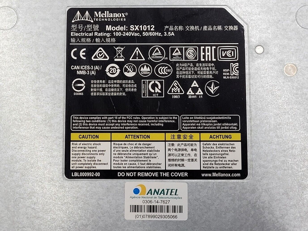 Mellanox MSX1012B-2BFS SX1012 12-PORT 40GBE QSFP+ Open Switch Parts/Repair