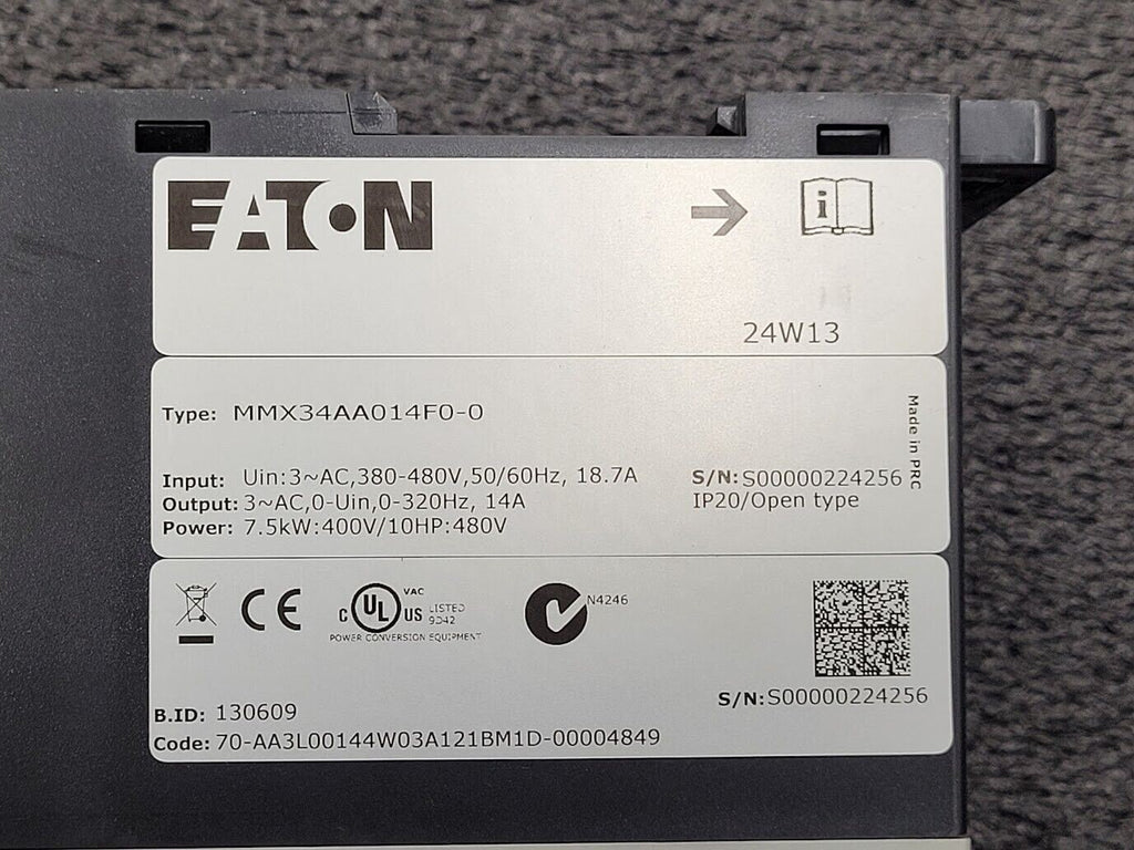 Eaton M-Max MMX34AA014F0-0 Micro VFD AC  Drive inverter 7.5kW:400V 10HP:480V