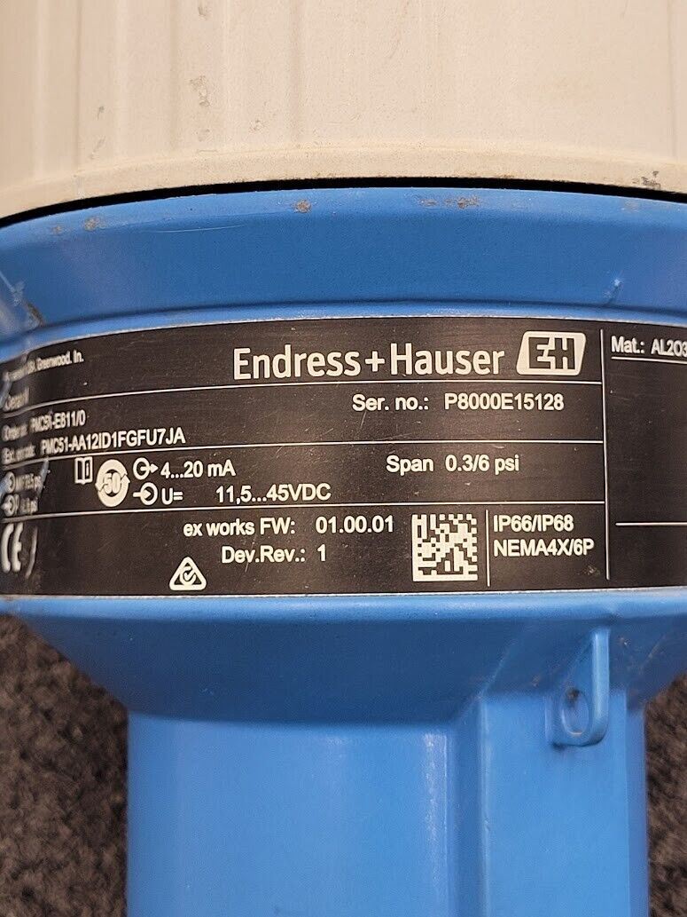 Endress+Hauser PMC51-E811/0 Cerabar M -6 to 6PSI Pressure Transmitter