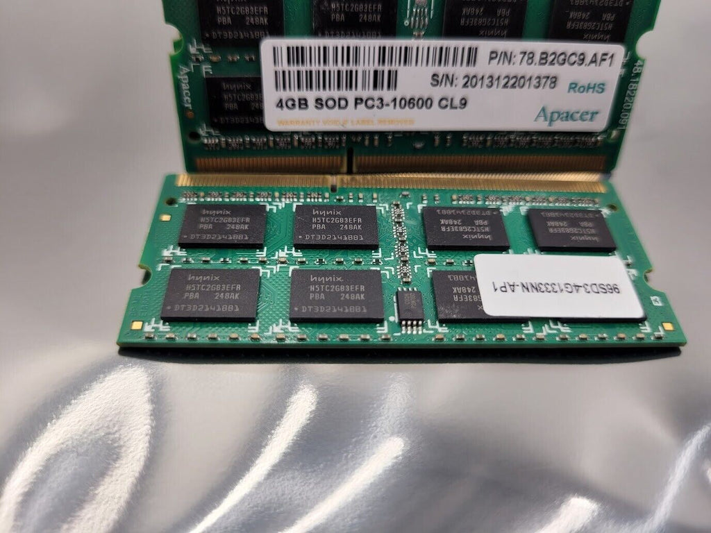 lot of 33 APACER 4GB Non Buffered SOD PC3-10600 CL9 SODIMM Memory