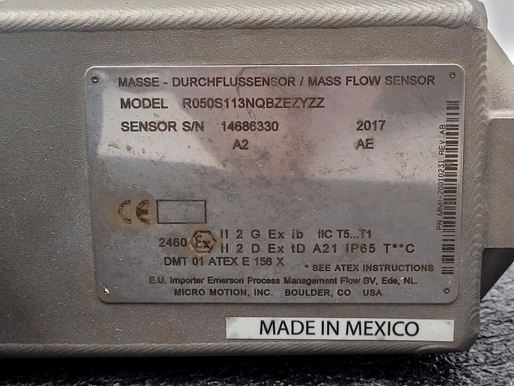 Micro Motion Mass Flow Coriolis Meter Sensor RO50S113NQBZEZYZZ +Transmitter 1/2"