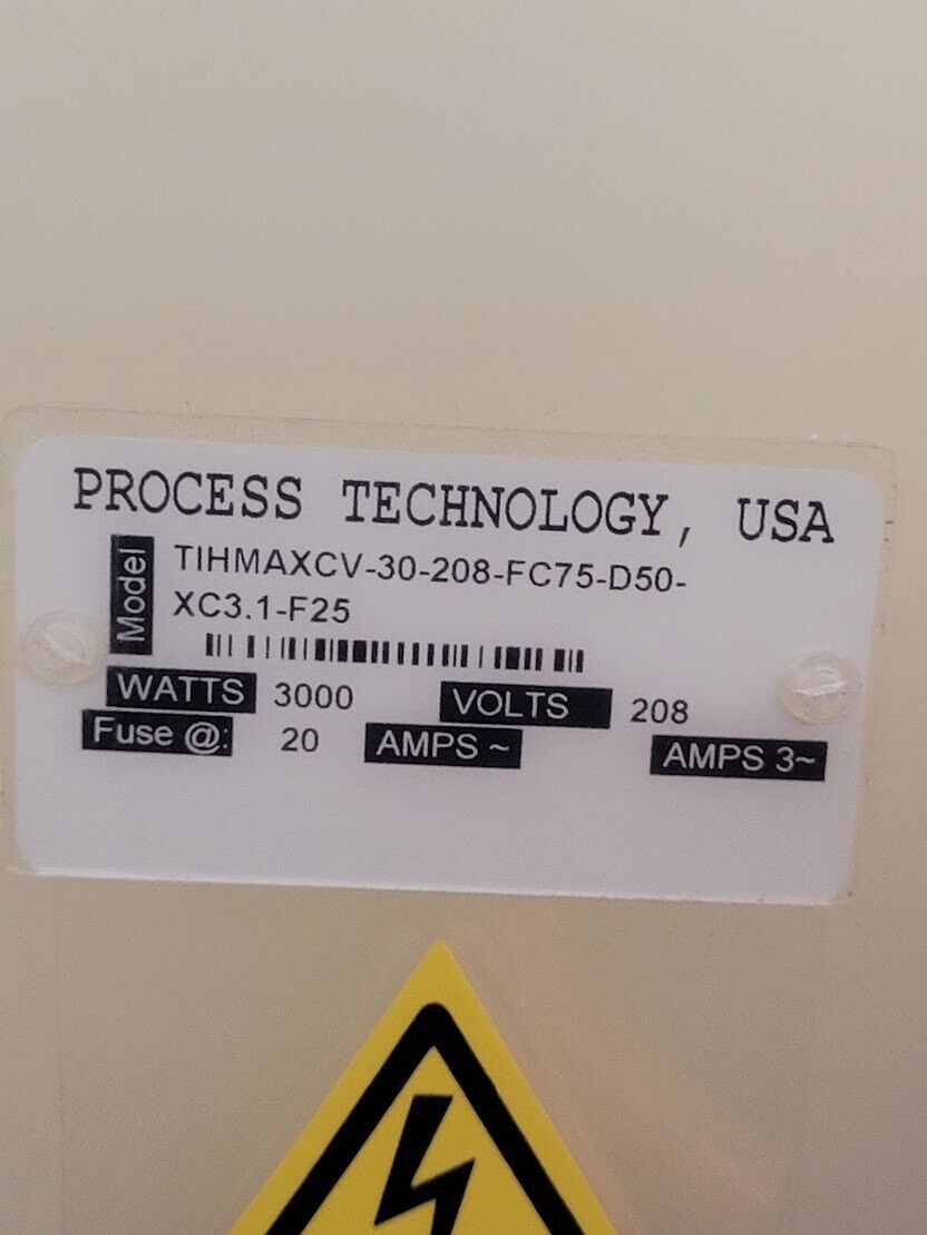 Process Technology Fluoropolymer In-Line Chemical Heater 3000W 3Kw 208V 1Ph