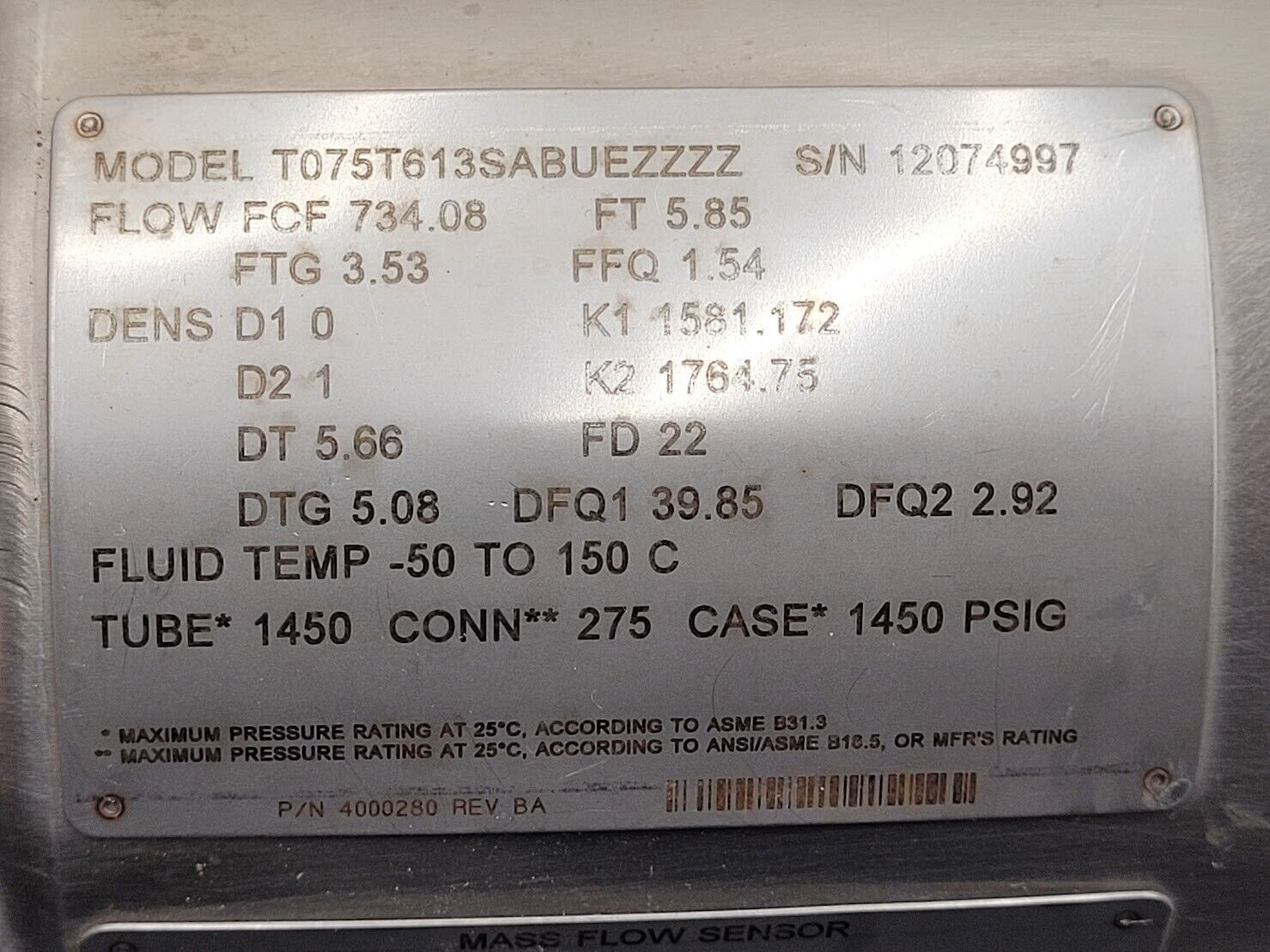 Micro Motion Mass Flow Coriolis Meter Sensor T075T613SABUEZZZ +Transmitter 1/2"