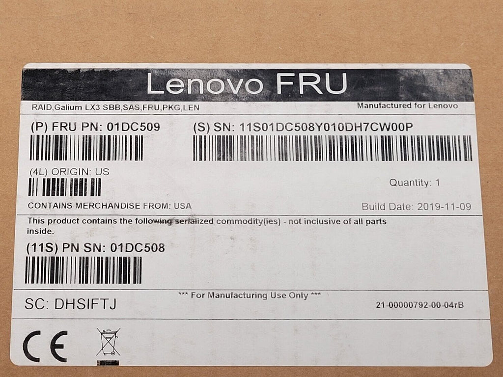 Lenovo IBM Ga3 GaLX3 Disk Controller Module 12Gb/s 4-Port SAS FRU 01DC509