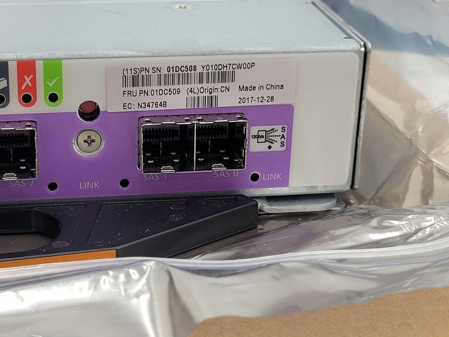 Lenovo IBM Ga3 GaLX3 Disk Controller Module 12Gb/s 4-Port SAS FRU 01DC509