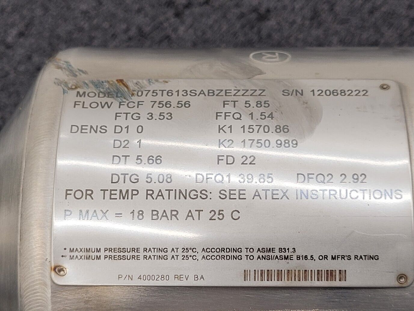 Micro Motion Mass Flow Coriolis Sensor T075T613SABZEZZZZ Transmitter 1/2" Unit C