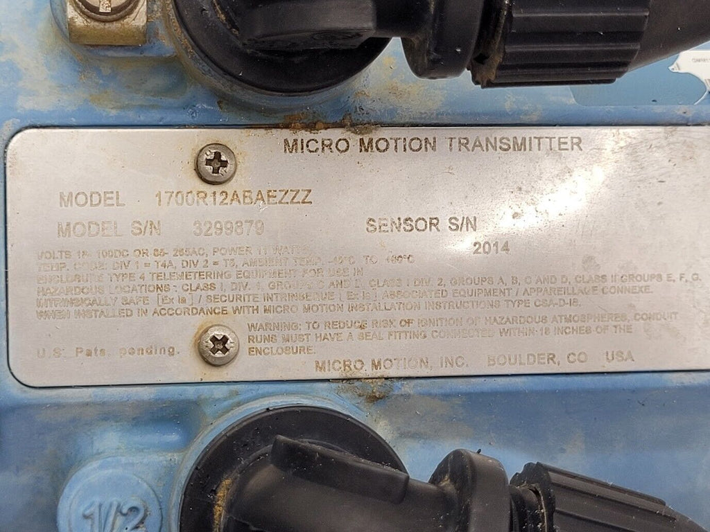 Micro Motion Mass Flow Coriolis Meter Sensor F100S128CCAAEZZZZ 1" +TX Unit B