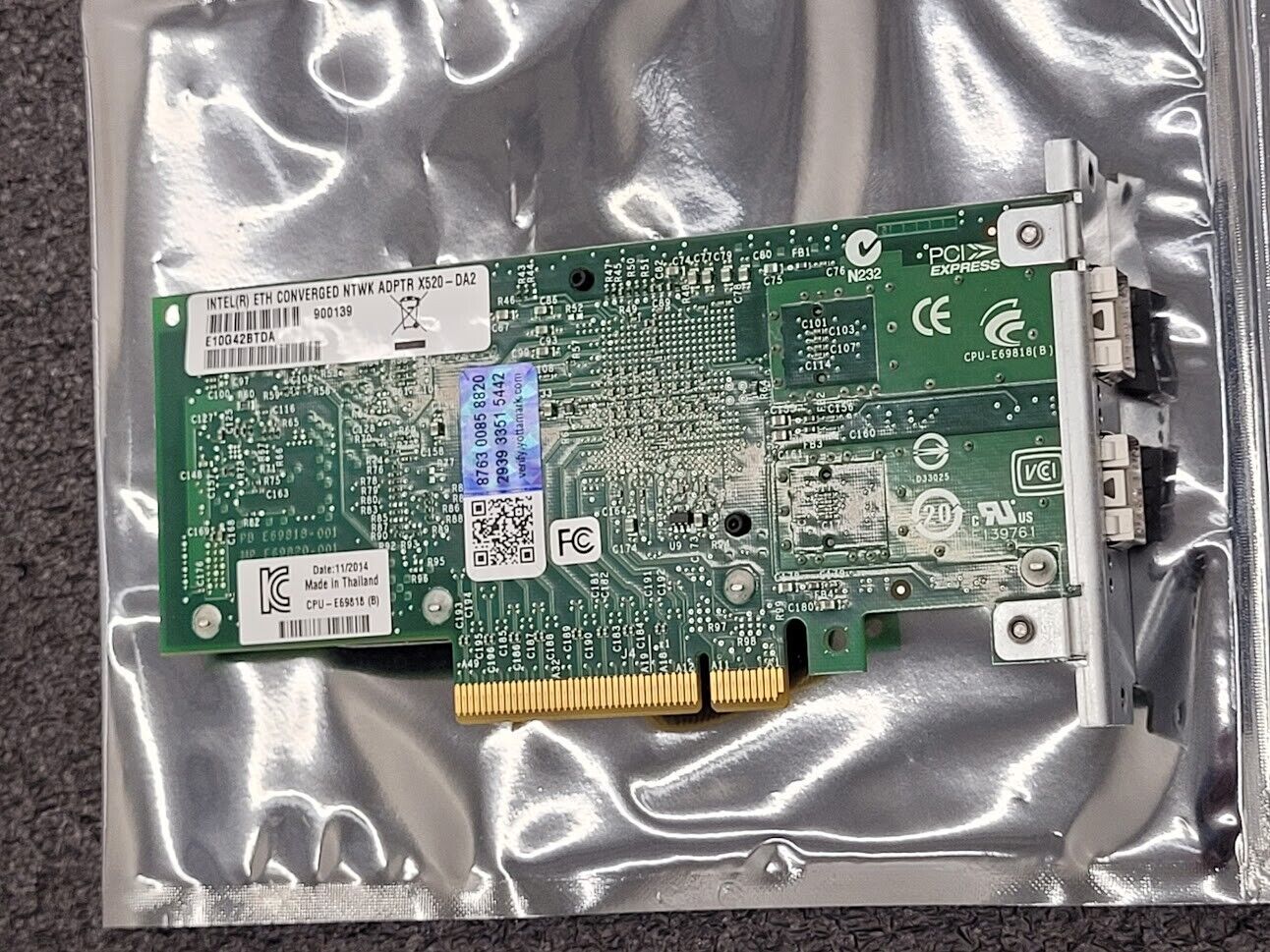 Intel X520-DA2 Dual Port SFP+ 10GbE NIC Adapter Custom Tang PCI