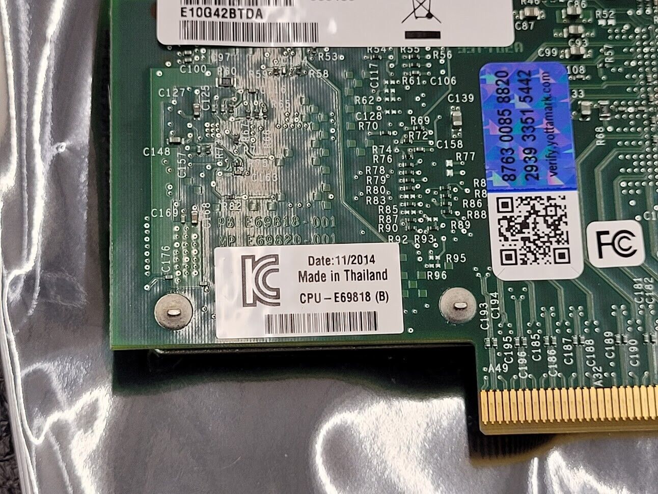 Intel X520-DA2 Dual Port SFP+ 10GbE NIC Adapter Custom Tang PCI