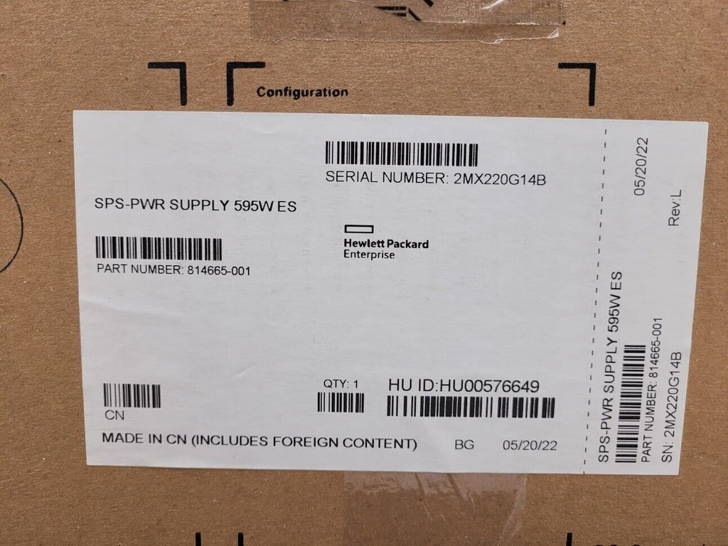HP 814665-001 SPS-PWR 595W ES MSA 20x0 Power Supply PSU Recent Date Code Sealed