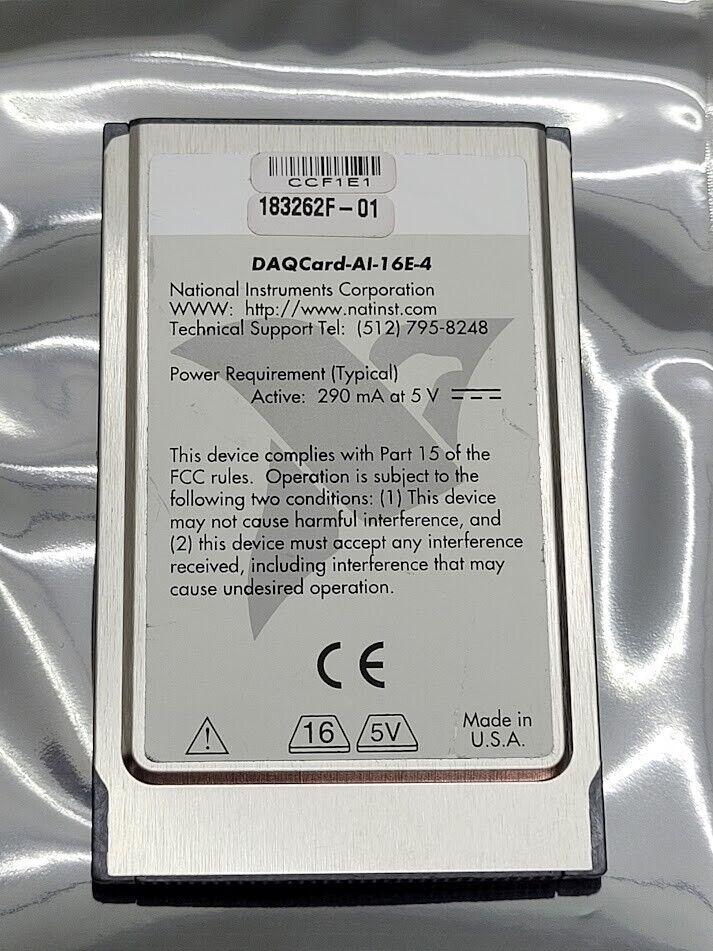 National Instruments NI DAQCard-AI-16E-4 PCMCIA DAQ Card 183262F-01