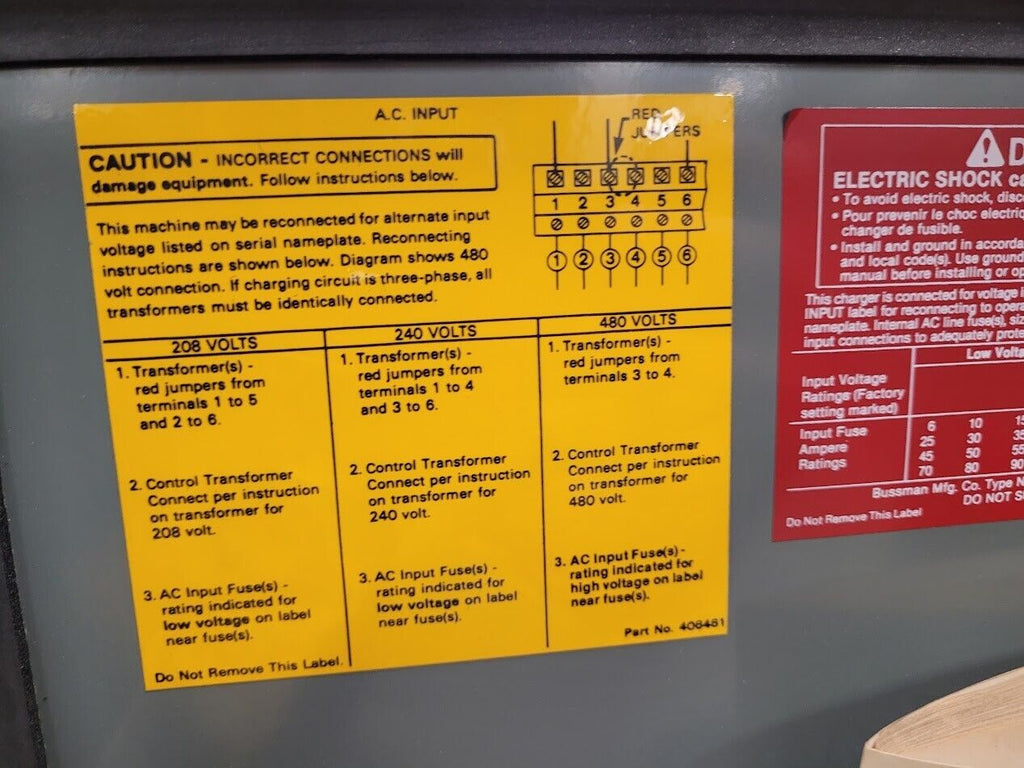 Hobart Forklift Battery Charger 725C3-12 24VDC 12 CELLS 1 Circuit 60Hz 3PH 750AH